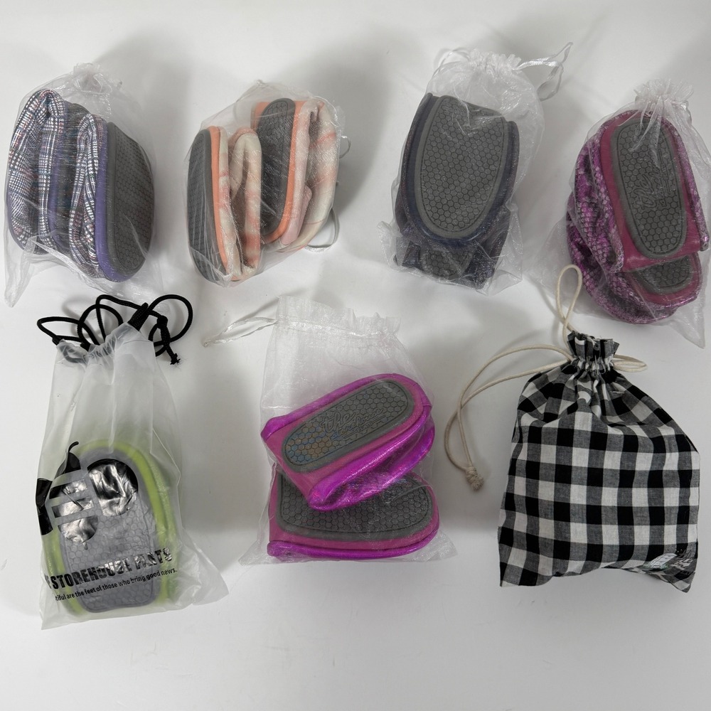 The Storehouse Flats Lot of 7 Womens 8 Leather Foldable Ballet Shoes Pouch